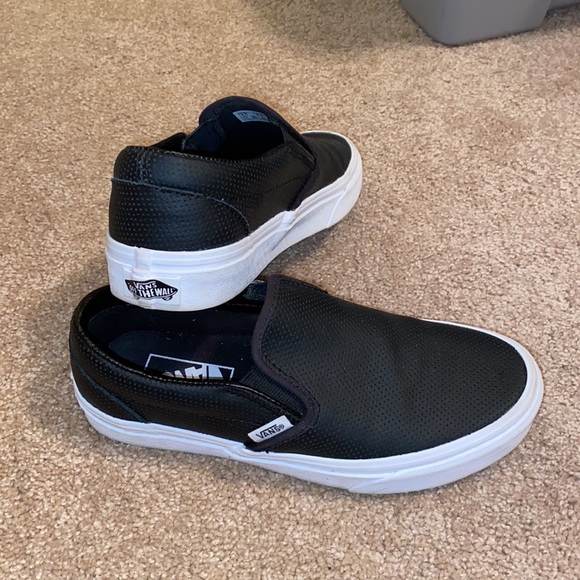 Vans Slip on Perf Leather Shoe Black - Picture 2 of 5